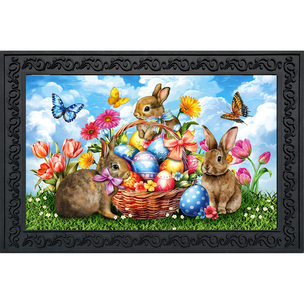 Briarwood Lane Spring Easter Doormat 30x18 Indoor Outdoor Springtime Bunnies For Easter Doormat